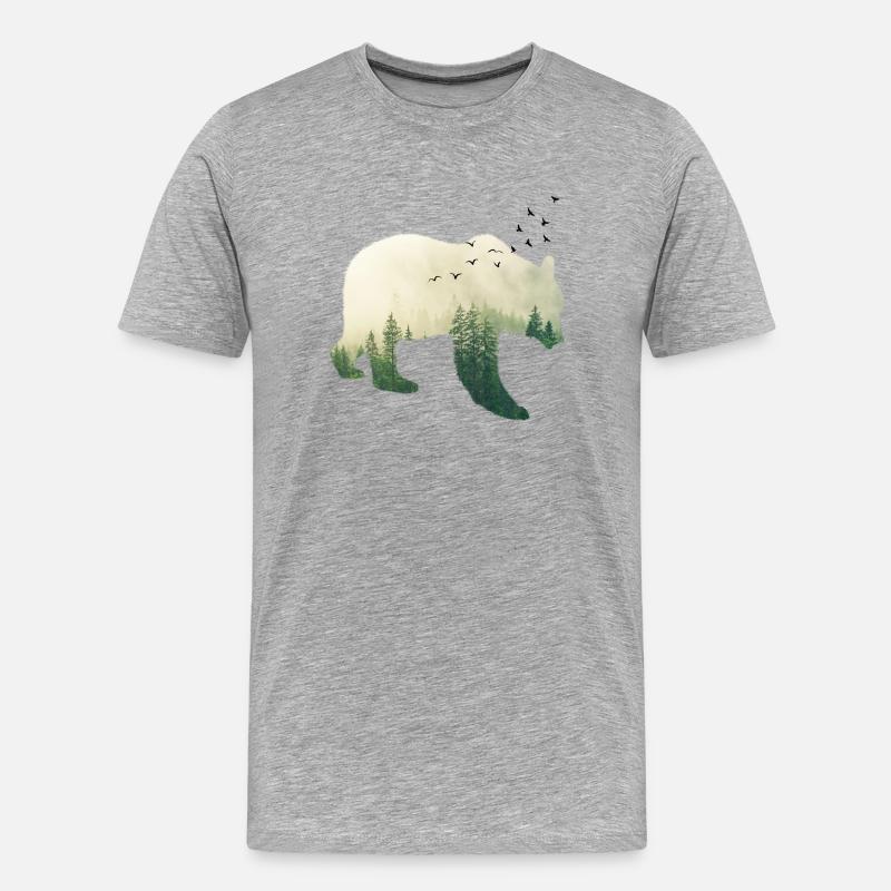 Waldbär - Männer Premium Bio T-Shirt - Grau meliert