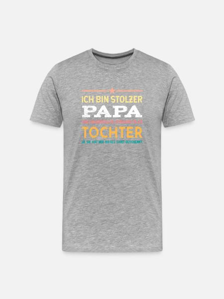 Papa Vater Geschenk - Männer Premium Bio T-Shirt - Grau meliert