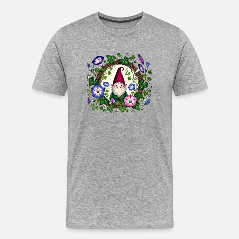 Gnom der Prunkwinde - Männer Premium Bio T-Shirt - Grau meliert