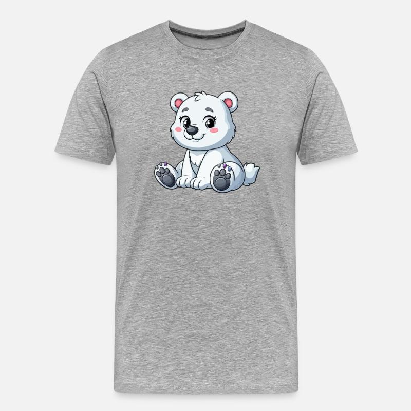 Mädchen Eisbär - Männer Premium Bio T-Shirt - Grau meliert