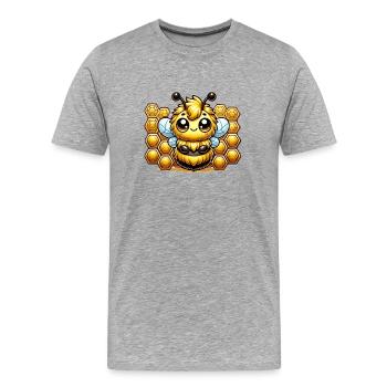Hummel Comic Nid d’abeille - T-shirt bio Premium Homme - gris chiné - Devant - Damien (186cm)