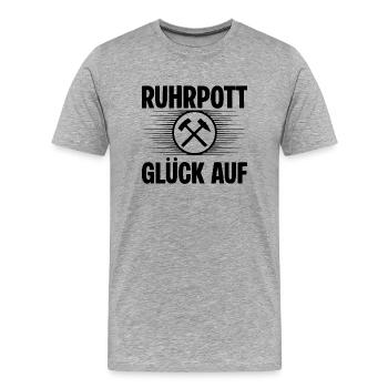 Ruhrpott Glueck auf - Männer Premium Bio T-Shirt - Grau meliert - Vorne - Damien (186cm)