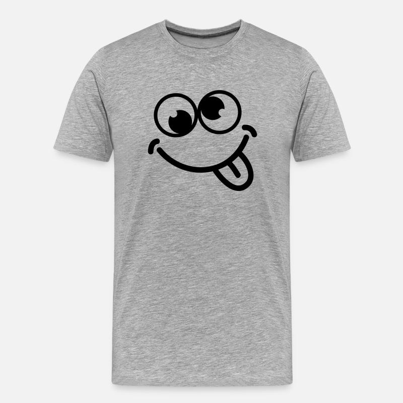 smiley_dumb_c1 - Männer Premium Bio T-Shirt - Grau meliert