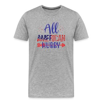 All American Hubby - Männer Premium Bio T-Shirt - Grau meliert - Vorne - Damien (186cm)