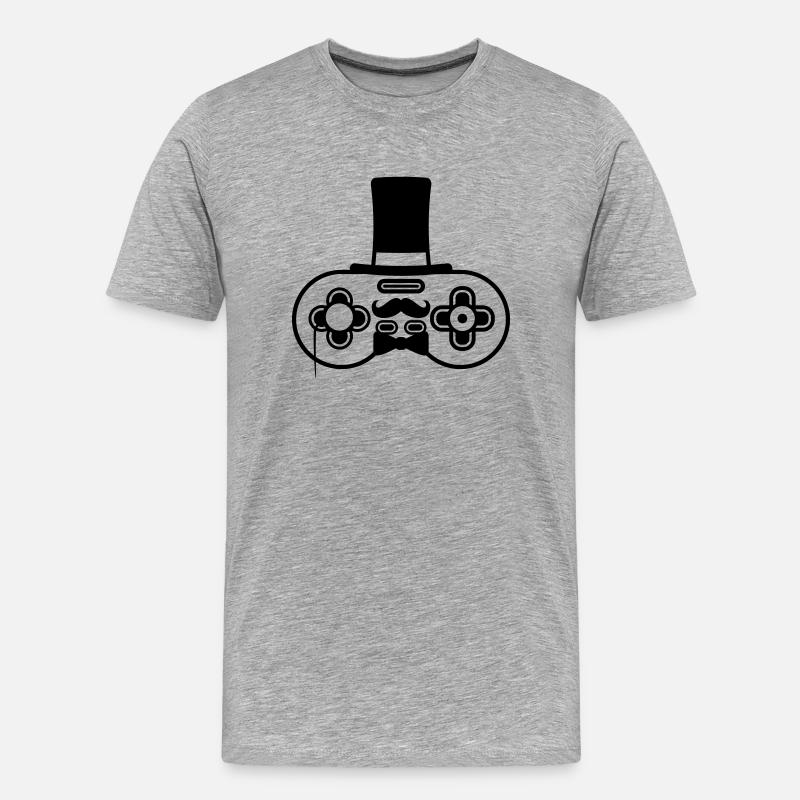 Sir alter Controller Retro - Männer Premium Bio T-Shirt - Grau meliert