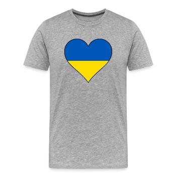 Ukraine Herz Nationalfarben - Männer Premium Bio T-Shirt - Grau meliert - Vorne - Damien (186cm)