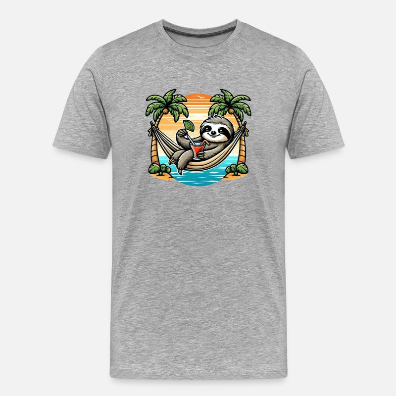 Faultier in Hängematte - Männer Premium Bio T-Shirt - Grau meliert