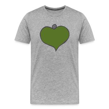 herzanhaenger gruen - Männer Premium Bio T-Shirt - Grau meliert - Vorne - Damien (186cm)