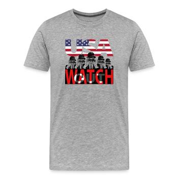 USA - watch out - Männer Premium Bio T-Shirt - Grau meliert - Vorne - Damien (186cm)
