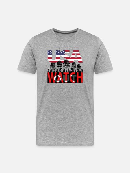 USA - watch out - Männer Premium Bio T-Shirt - Grau meliert