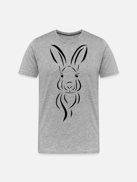Bunny head Illustrartion Hare spoon - Men's Premium Organic T-Shirt - heather grey