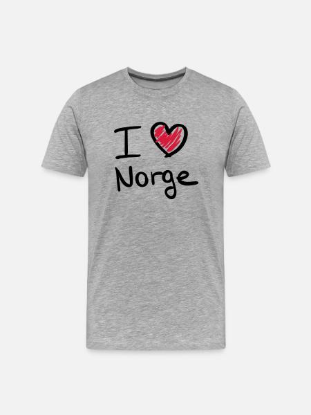 i_love_norge__f2 - Männer Premium Bio T-Shirt - Grau meliert