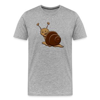 Escargot drôle clin d’oeil - T-shirt bio Premium Homme - gris chiné - Devant - Damien (186cm)