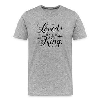 Geliebt vom König - Männer Premium Bio T-Shirt - Grau meliert - Vorne - Damien (186cm)