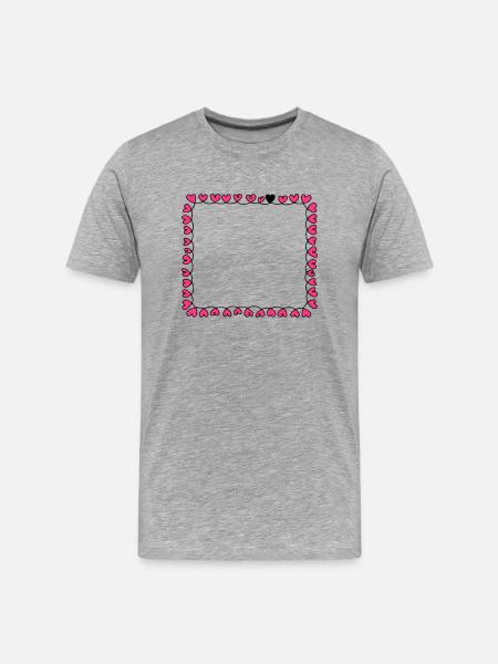 Rahmen Herzen - Männer Premium Bio T-Shirt - Grau meliert