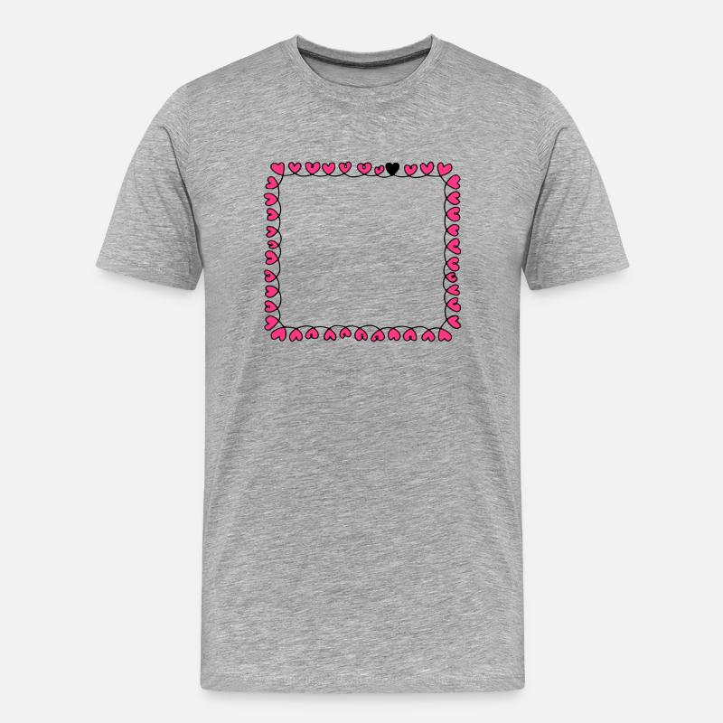 Rahmen Herzen - Männer Premium Bio T-Shirt - Grau meliert