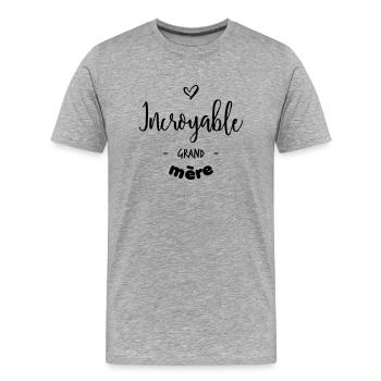 Incroyable grand-mère - T-shirt bio Premium Homme - gris chiné - Devant - Damien (186cm)