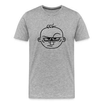 kind baby gesicht comic cartoon boese sauer wueten - Männer Premium Bio T-Shirt - Grau meliert - Vorne - Damien (186cm)