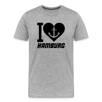J’adore Hambourg - T-shirt bio Premium Homme - gris chiné - Devant - Damien (186cm)