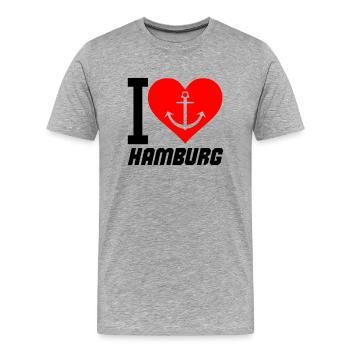 J’adore Hambourg - T-shirt bio Premium Homme - gris chiné - Devant - Damien (186cm)