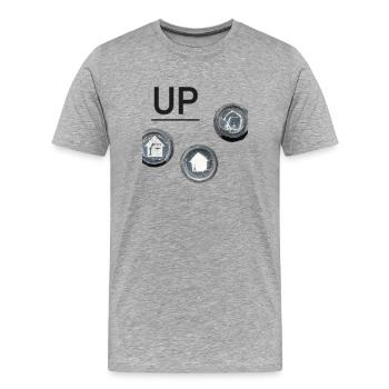 vers le haut avec actionnement manuel - T-shirt bio Premium Homme - gris chiné - Devant - Damien (186cm)