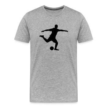 Fussball Schuss - Männer Premium Bio T-Shirt - Grau meliert - Vorne - Damien (186cm)