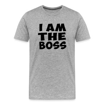 i am the boss citation humour fun - T-shirt bio Premium Homme - gris chiné - Devant - Damien (186cm)