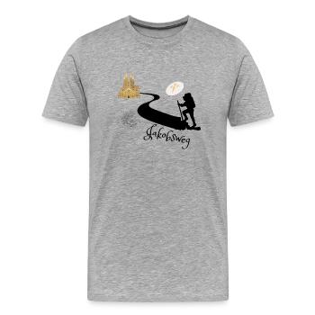 Jakobsweg nach Santiago de Compostela - Männer Premium Bio T-Shirt - Grau meliert - Vorne - Damien (186cm)