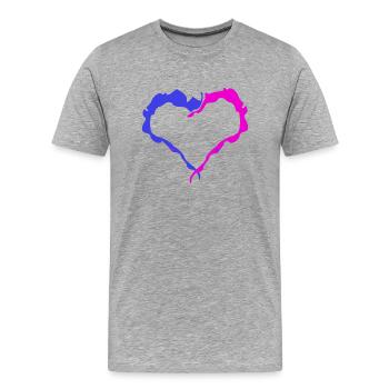 Pink & Blue Heart - Men's Premium Organic T-Shirt - heather grey - Front - Damien (186cm)
