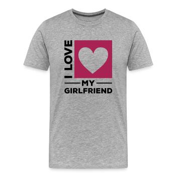 i love my girlfriend - Männer Premium Bio T-Shirt - Grau meliert - Vorne - Damien (186cm)