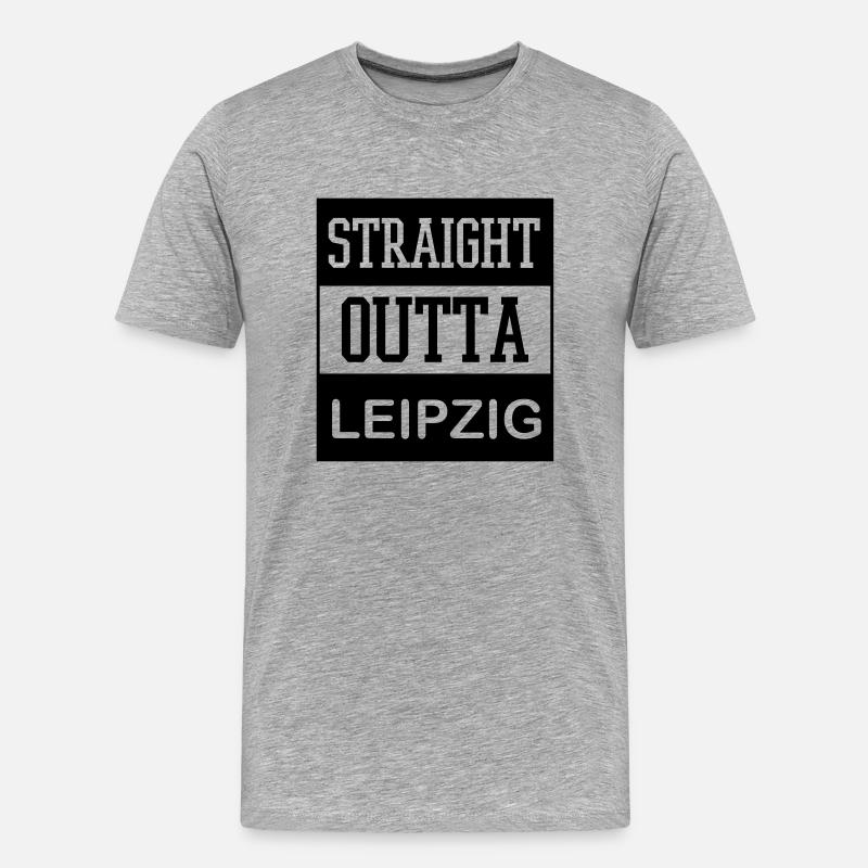 straight_outta_leipzig - Männer Premium Bio T-Shirt - Grau meliert
