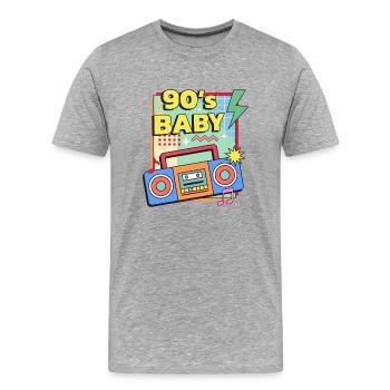 90er Jahre Baby - Männer Premium Bio T-Shirt - Grau meliert - Vorne - Damien (186cm)