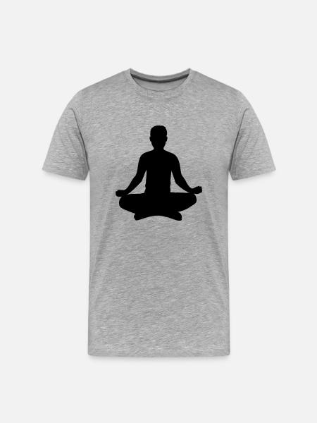 Yoga Position Silhouette - Men's Premium Organic T-Shirt - heather grey