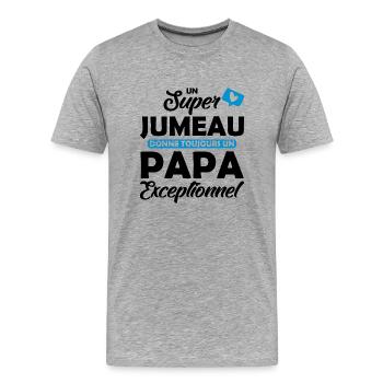 super jumeau - papa exceptionnel - T-shirt bio Premium Homme - gris chiné - Devant - Damien (186cm)