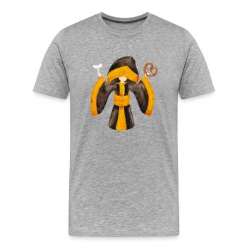 À Guadn ! Münchner Kindl avec Weisswurst et Brezn - T-shirt bio Premium Homme - gris chiné - Devant - Damien (186cm)