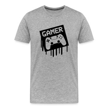 gamer - Men's Premium Organic T-Shirt - heather grey - Front - Damien (186cm)