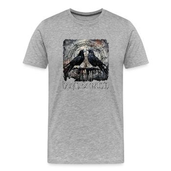 Wikinger Odins Raben Hugin und Munin Kelten - Männer Premium Bio T-Shirt - Grau meliert - Vorne - Damien (186cm)