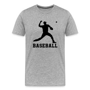 baseball - Männer Premium Bio T-Shirt - Grau meliert - Vorne - Damien (186cm)
