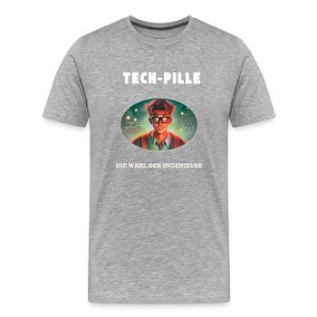 Tech Pill : le choix des ingénieurs - T-shirt bio Premium Homme - gris chiné - Devant - Damien (186cm)