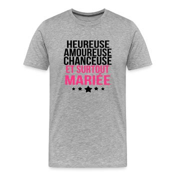 et surtout mariée - T-shirt bio Premium Homme - gris chiné - Devant - Damien (186cm)