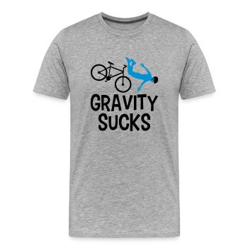 graviti sucks gravity front over fallen fahrr - Men's Premium Organic T-Shirt - heather grey - Front - Damien (186cm)