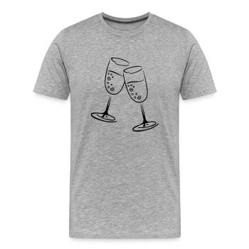 sekt glaeser illustration - Männer Premium Bio T-Shirt - Grau meliert - Vorne - Damien (186cm)