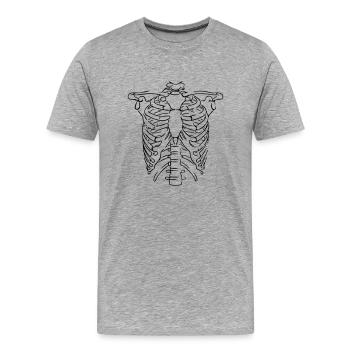 Brustkorb Line Art - Minimalistisch - Männer Premium Bio T-Shirt - Grau meliert - Vorne - Damien (186cm)