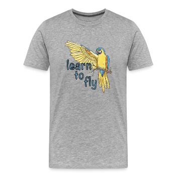 Perroquet / Oiseau / Apprentissage / Ara / Vol / Ailes - T-shirt bio Premium Homme - gris chiné - Devant - Damien (186cm)