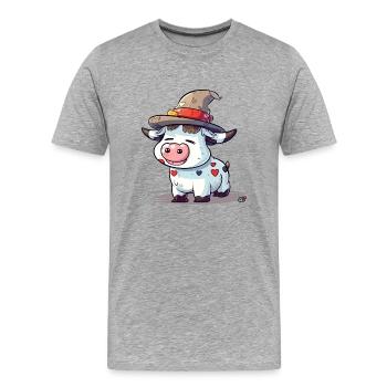Adi the cow in the hat - Men's Premium Organic T-Shirt - heather grey - Front - Damien (186cm)