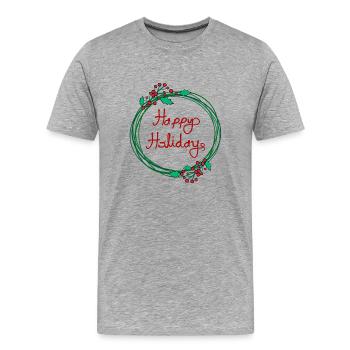Joyeuses fêtes Couronne de guirlande de Noël - T-shirt bio Premium Homme - gris chiné - Devant - Damien (186cm)