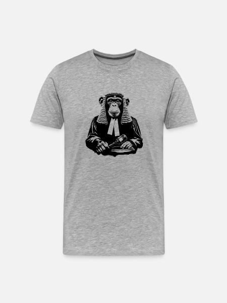 Richter Affe - Männer Premium Bio T-Shirt - Grau meliert