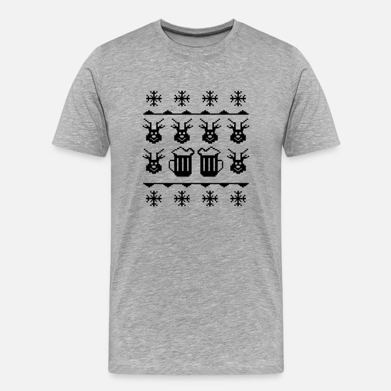 beer pixels winter - Männer Premium Bio T-Shirt - Grau meliert