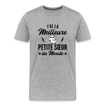 j ai la meilleure petite sœur du monde - T-shirt bio Premium Homme - gris chiné - Devant - Damien (186cm)