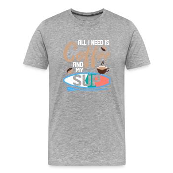 All I Need Is Coffee And My SUP Stand Up Paddling - Männer Premium Bio T-Shirt - Grau meliert - Vorne - Damien (186cm)